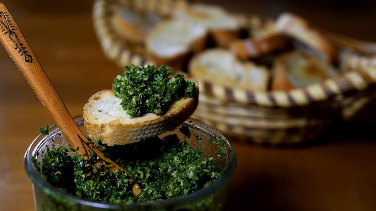 
Collard pesto is a new use for the old green. 
