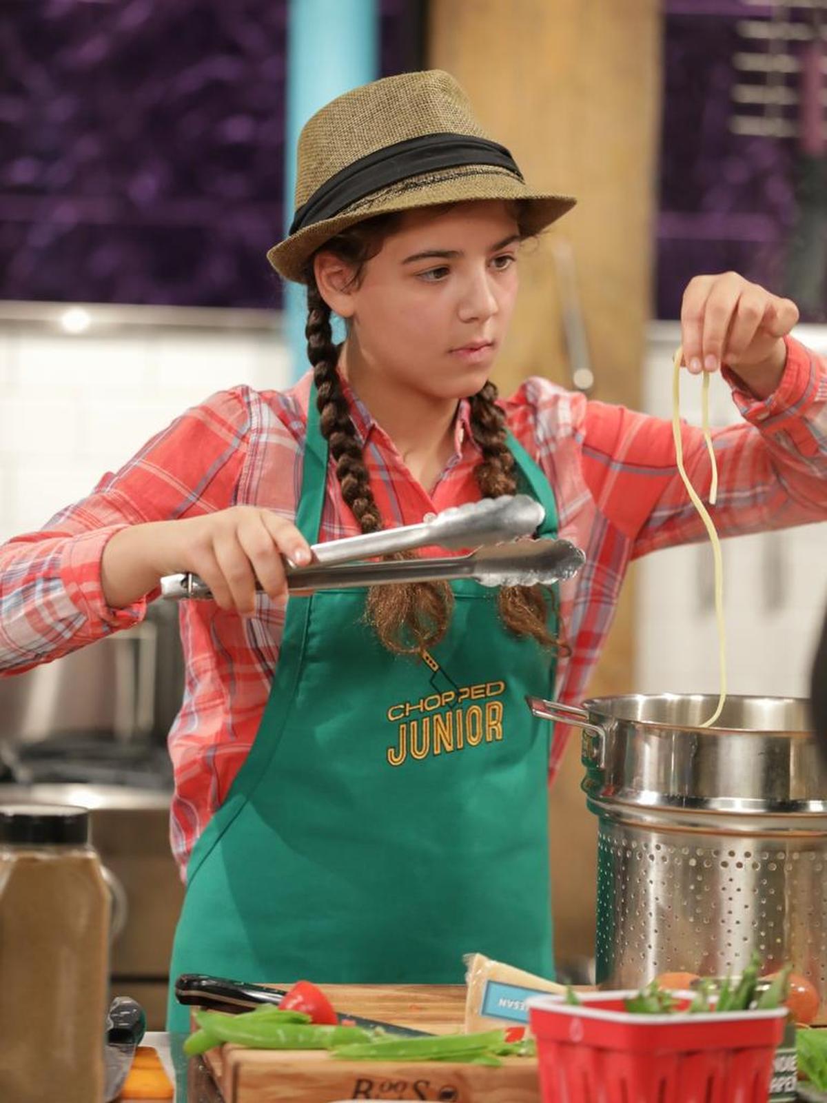 Amelia Frías at her station during last year’s filming of “Chopped Junior.”