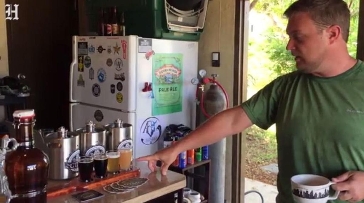 Stephen Prestesater brews beer in his garage at the U.S. Navy base at Guantánamo Bay. He is the continuity at the base Homebrewers Association.
