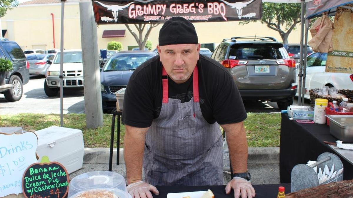 Greg LaRochelle of Kendall, a former Monroe County sheriff’s deputy, is now a pitmaster and head of Grumpy Greg’s BBQ.
