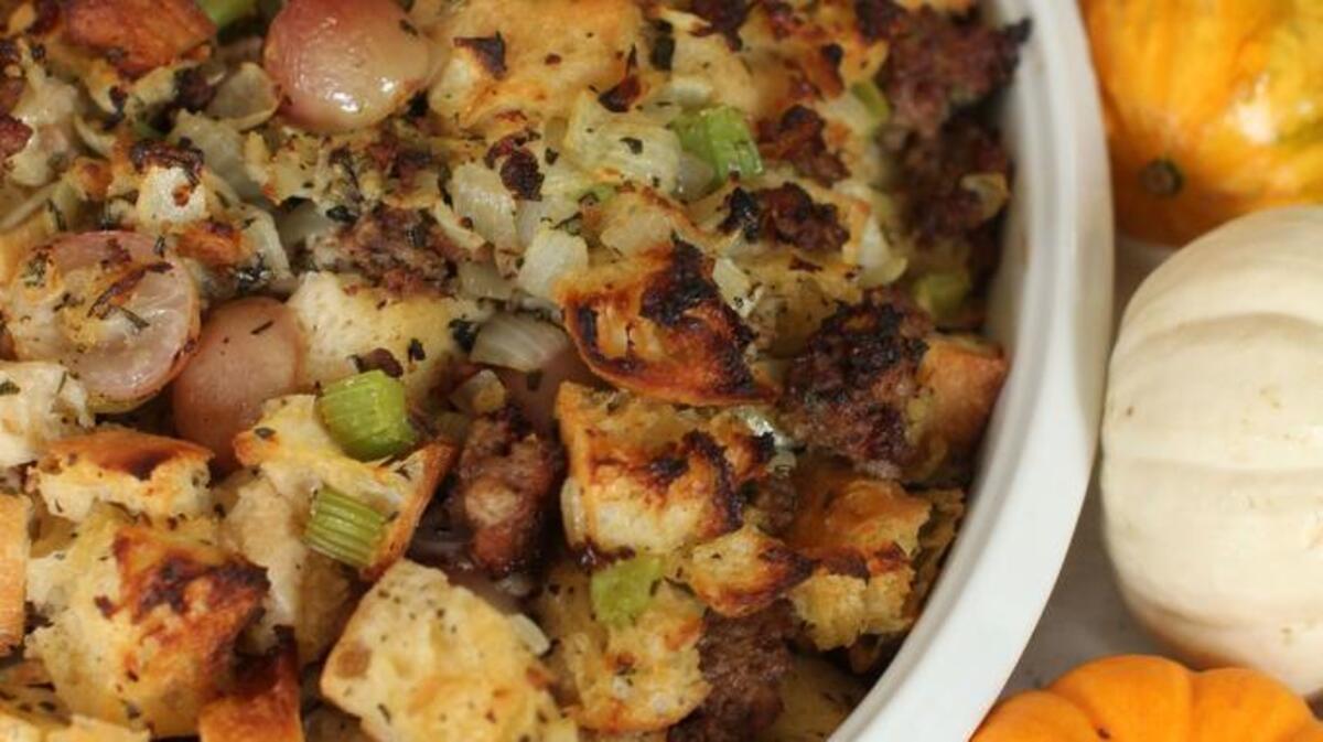 Stuffing (1/2 cup): Calories: 180; Activity: Walking the dog for one hour.