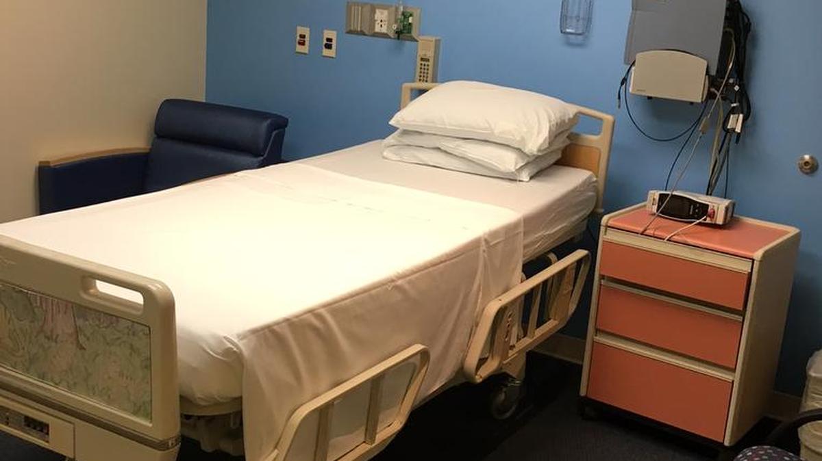 A bed at the Nicklaus Children's Hospital Sleep Disorders Center. At the center, children are kept overnight and monitored to see if their snoring problem is sleep apnea.