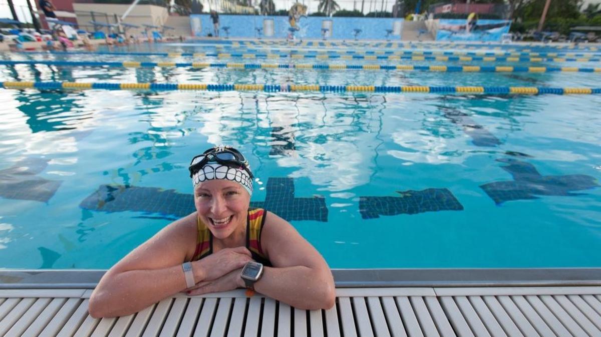 
Cancer survivor: Fernanda Golod of Coral Spring, who had six rounds of chemo for leukemia, plans to compete in the Escape to Miami Triathlon Sunday.
