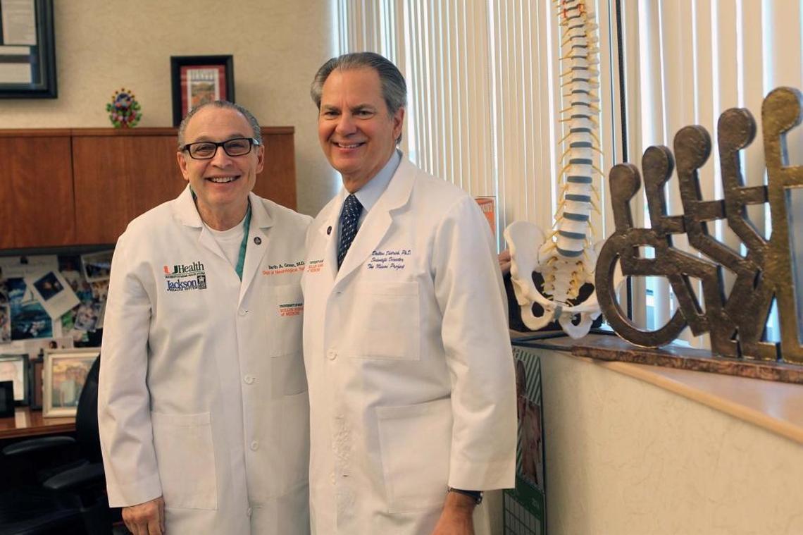 Left to Right: Dr. Barth Green, chairman of The Miami Project to Cure Paralysis, and W. Dalton Dietrich, Ph.D., scientific director of The Miami Project to Cure Paralysis.