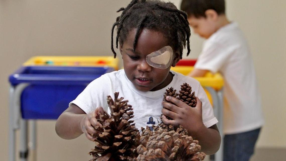 Zakhia Mathis, 3, plays at the Miami Lighthouse for the Blind and Visually Impaired on Wednesday, Nov. 3, 2016 in Miami. Miami Lighthouse for the Blind and Visually Impaired has launched a Pre-Kindergarten Inclusion Program for students who are visually impaired, and their sighted peers.