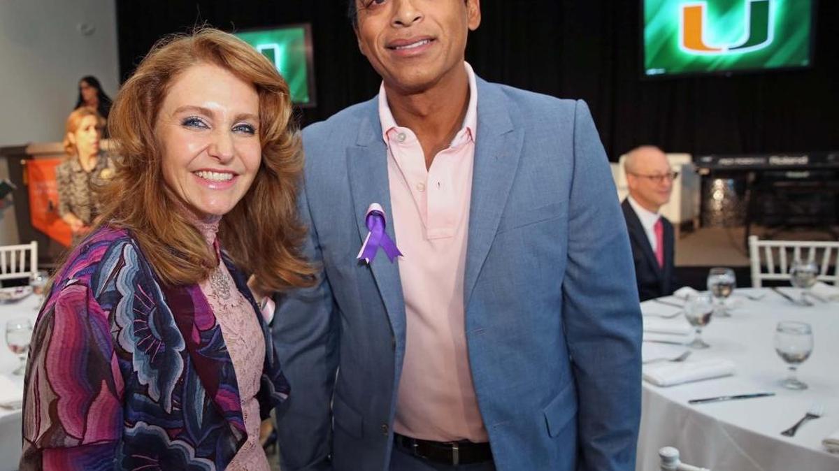 Director of the University of Miami Institute for the Americas and breast cancer survivor Felicia Marie Knaul with singer Jon Secada. The two were at a symposium titled. ‘Women's Cancer in the Americas: Strategies for Synergy’ on Wednesday Oct. 5, 2016. The conference focused on breast cancer and Latin women.
