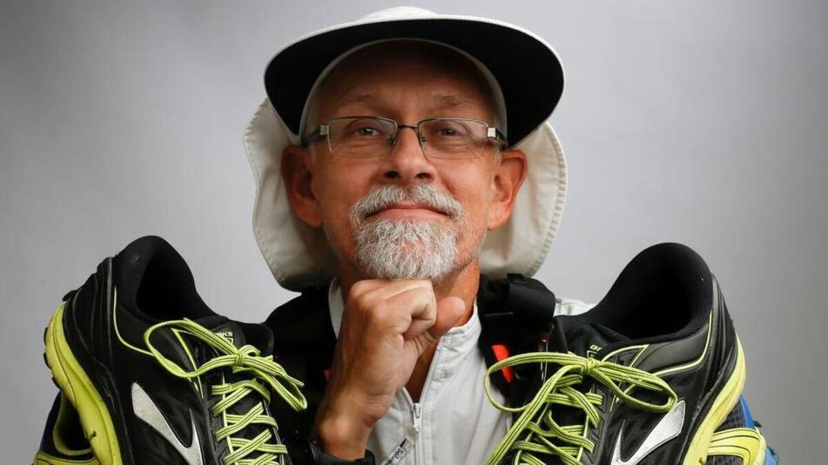Don Muchow used multiple pairs of shoes to complete the Capital to Coast Relay earlier this month. Muchow, who has diabetes, ran the 223-mile relay by himself.