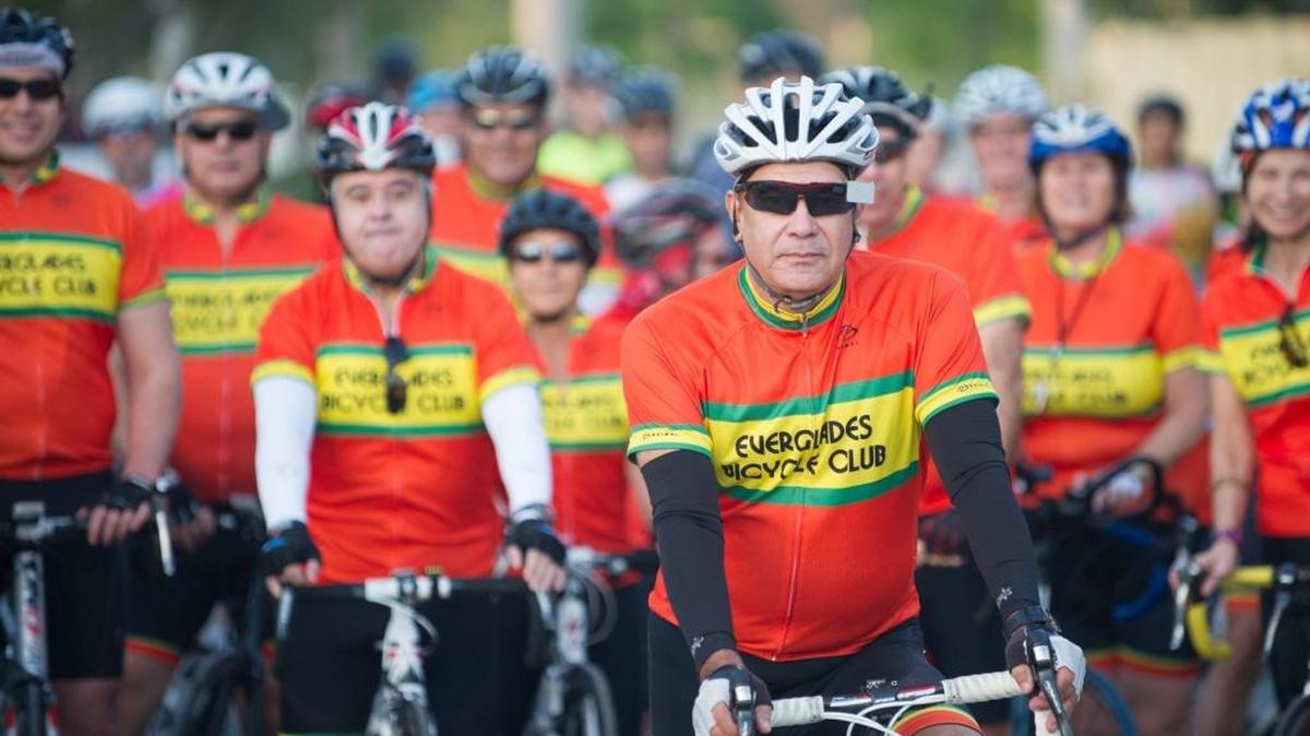 Ruben Fuentes and other Everglades Bicycle Club members ride in Coconut Grove.