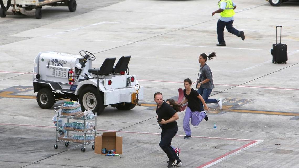 Scene at Fort Lauderdale-Hollywood International Airport where a gunman, Esteban Santiago, shot and killed five people and wounded six on Friday, Jan. 6, 2017.