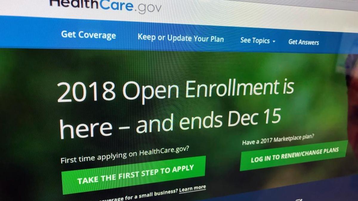 The HealthCare.gov website is photographed in Washington on Dec. 15, 2017. A burst of sign-ups is punctuating the end of a tumultuous year for former President Barack Obama’s healthcare law.