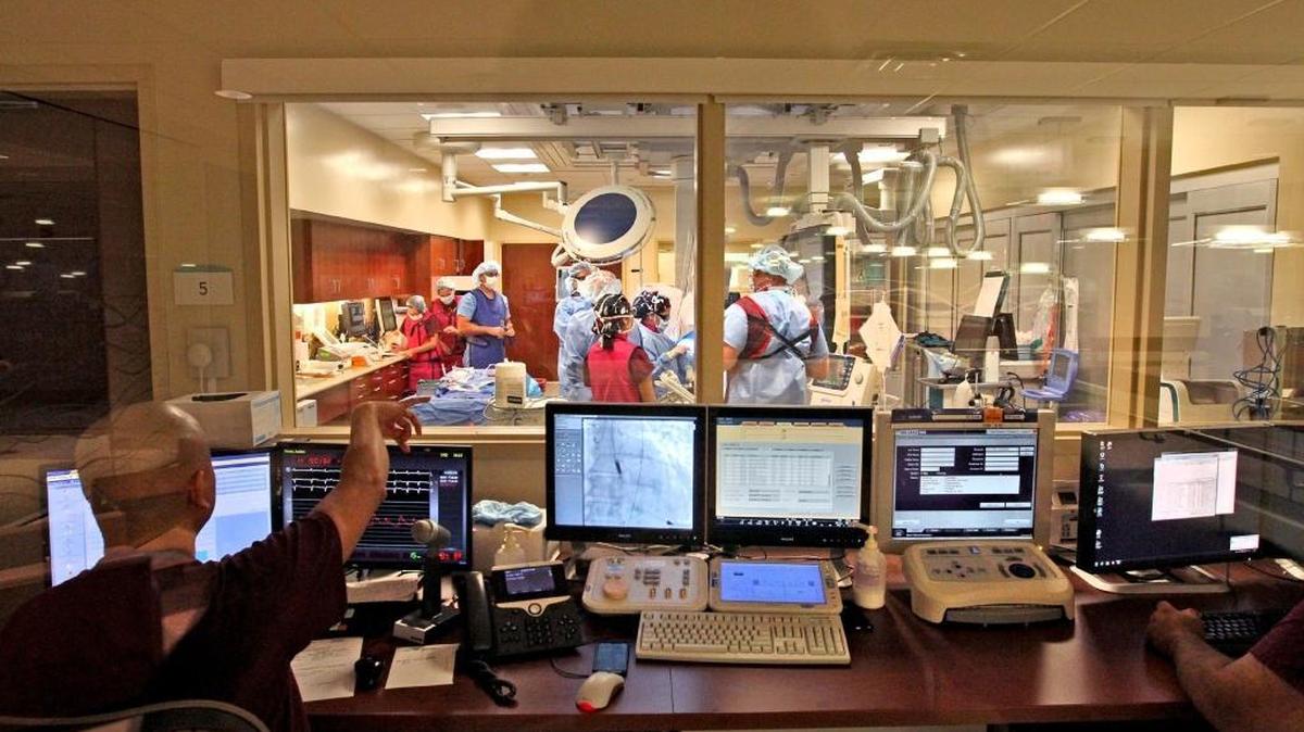 Medical staff works in the Cardiac Catheterization Lab at the Miami Cardiac & Vascular Institute at Baptist Hospital on March 2, 2017. The institute underwent a $120 million expansion project.