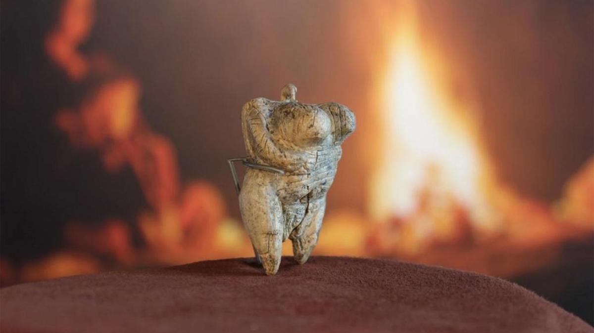 A 40,000-year-old figurine, carved from a mammoth tusk, recovered from a site in Germany.