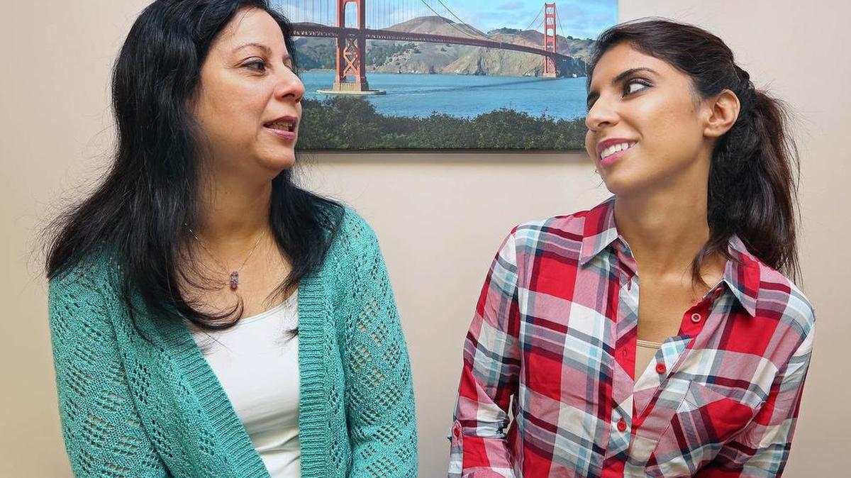 
Hina Kahn, aunt of Saira Anwer, 26, shares a moment after Saira finished her follow-up treatment with Dr. Huang Duong at Memorial Healthcare System on Tuesday August 18, 2015. Kahn works at the hospital and recommended that her niece be treated there.
