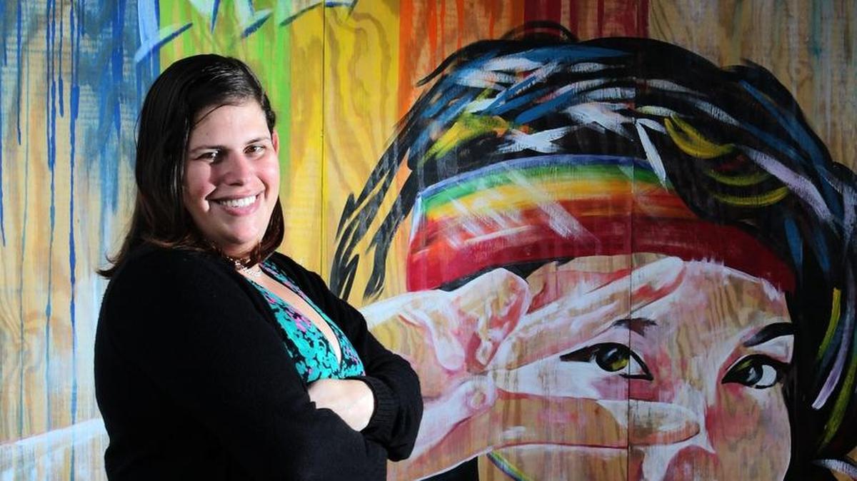 Tori Bertran, SunServe youth group manager, outside her office at Sunshine Cathedral in Fort Lauderdale.