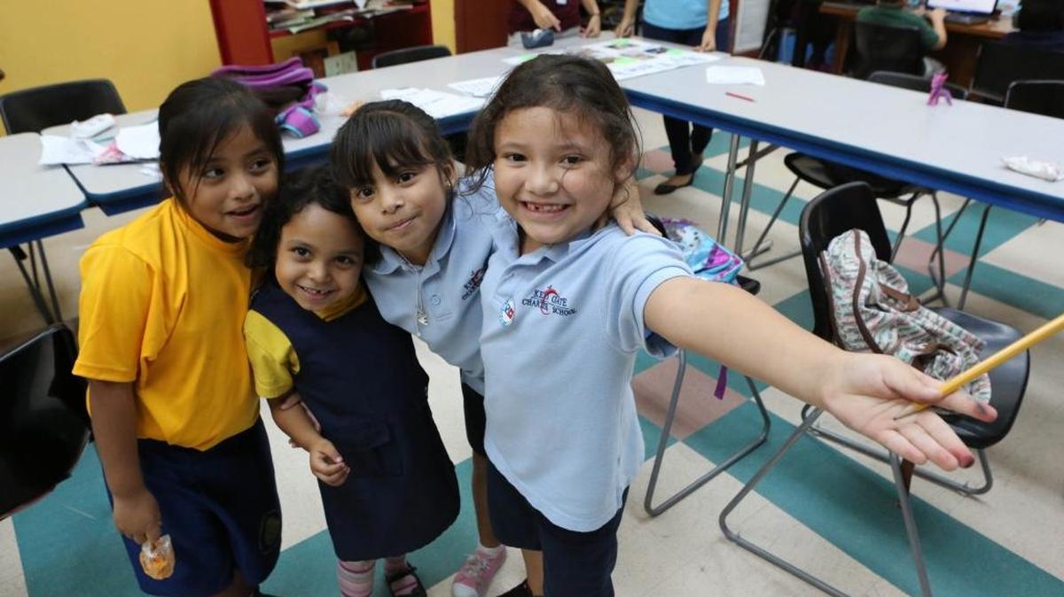 Jessica Lopez (6), Diana Escanilla (5) Johana Villegas (6) and Abigail Persona (5) at the after-school program at Centro Campesino on Wednesday, October 14,2015. Centro Campensino is a nonprofit that works with migrant families in South Dade, helping them get vocational training to get them out of the fields. They also run after school programs and parent support programs.