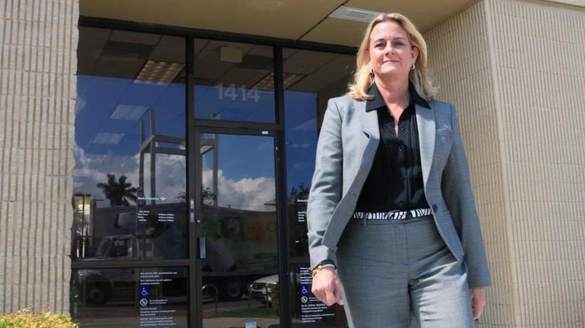 Jaye Huber, a bank manager with Bank of America, is heavily involved with the Miami Dade Schools HIP program, which helps students in the LGTBQ community face issues in school, photographed at the Miami Beach Bank of America branch at 1414 Alton Road on Thursday, October 19, 2017. Huber's son, Ian Huber, is a member of the LGBTQ community, and has worked with his mom in both the HIP program in the schools as well as Bank of America programs for South Florida Gay Pride.