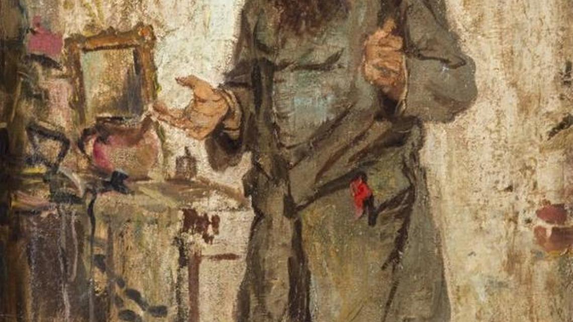 Bids for this painting by Ferdinand Schebek depicting a Jew in his dwelling (Berlin, 1921) start at $4,500.