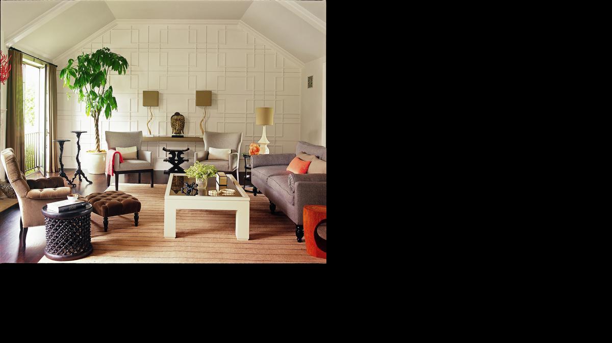 
To create this understated living room, interior designer Betsy Burnham balanced a subtle palette of neutral colors with a mix of rich textures and unique shapes. 
