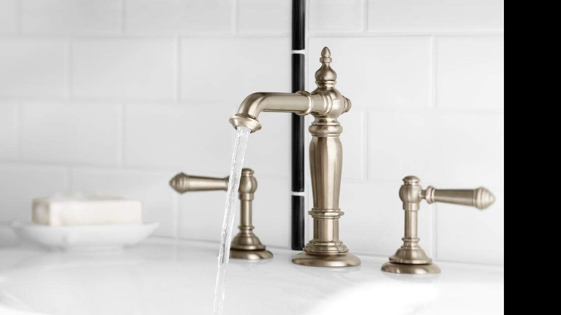 
The Artifacts single-handle bathroom sink faucet from Kohler. 
