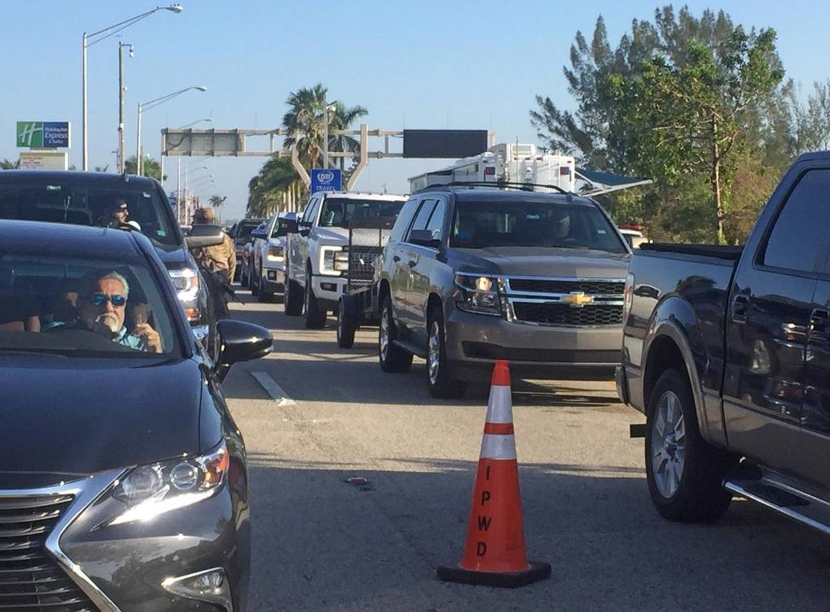 Traffic comes to a halt at the first checkpoint on U.S. 1 as Keys residents try to make their way back on home on Sunday, Sept. 17, 2017, after Hurricane Irma. They had evacuated and could not return for more than a week due to the debris in the Keys. Traffic, coupled with the other stresses of hurricanes, can take their toll on relationships.