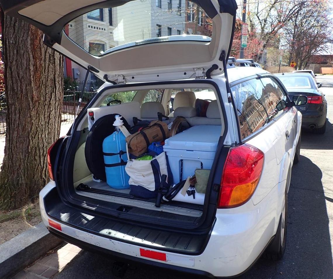 Trailhead Outdoor Journey Cooperative provides customers with a Subaru filled with camping gear.