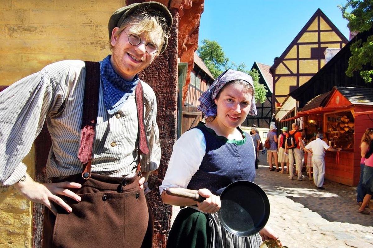 Den Gamle By in Aarhus, Denmark, shows Danish urban life through the centuries.