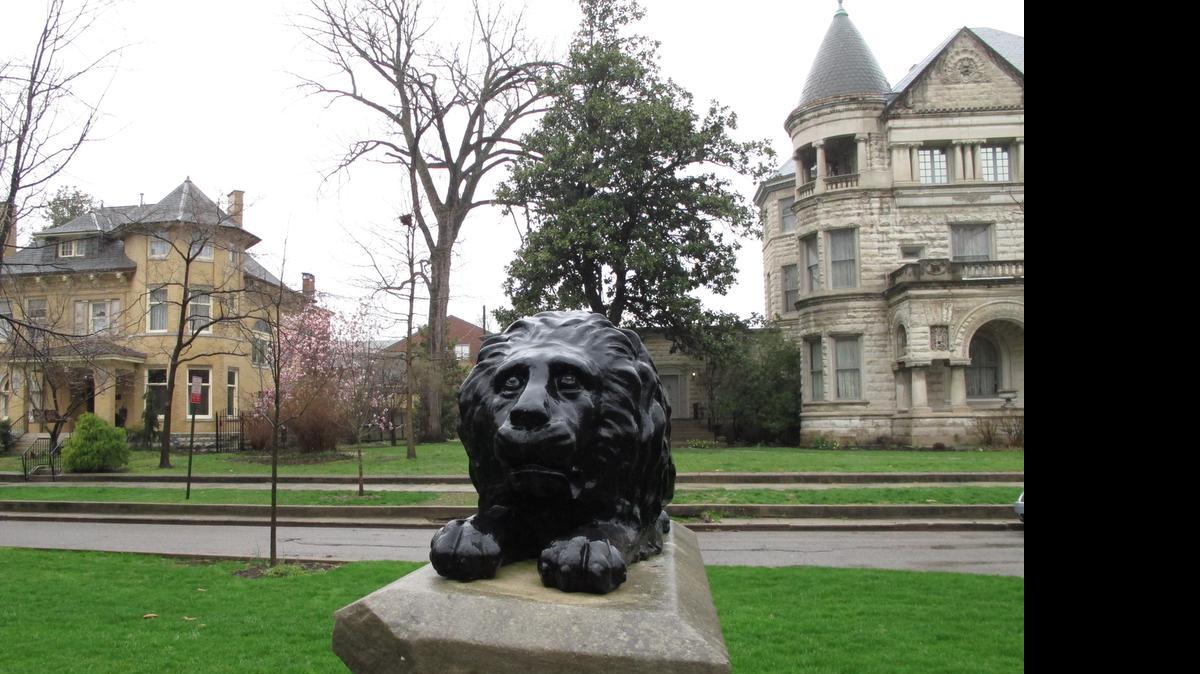 
A lion statute is featured in a section of the Old Louisville neighborhood known for its stately Victorian homes. Old Louisville has undergone a revitalization that makes it a showcase in Kentucky’s largest city. 
