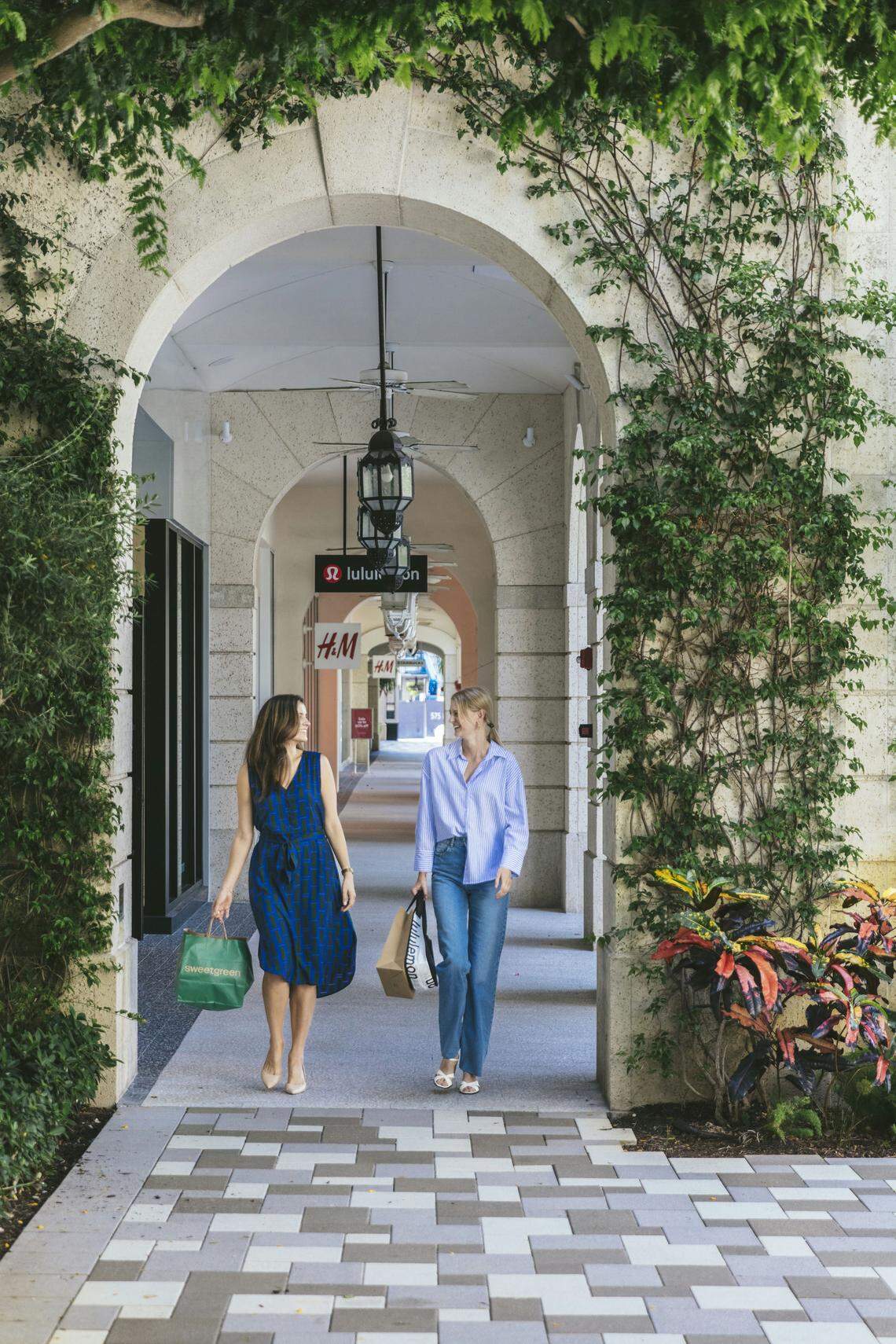Shopping and strolling at Rosemary Square in downtown West Palm Beach.