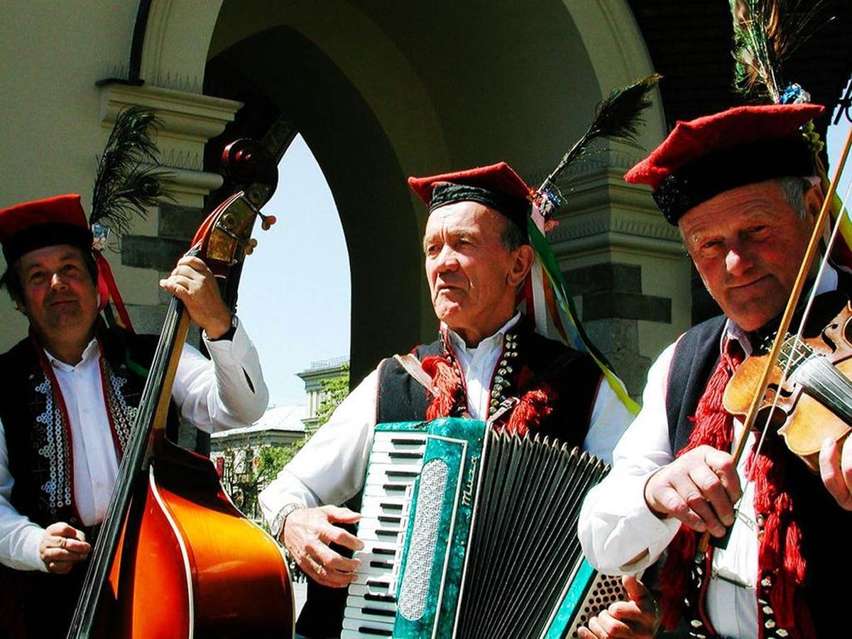 Music brings traditional color to Kraków, with folk bands like this one performing in the streets of the Old Town.