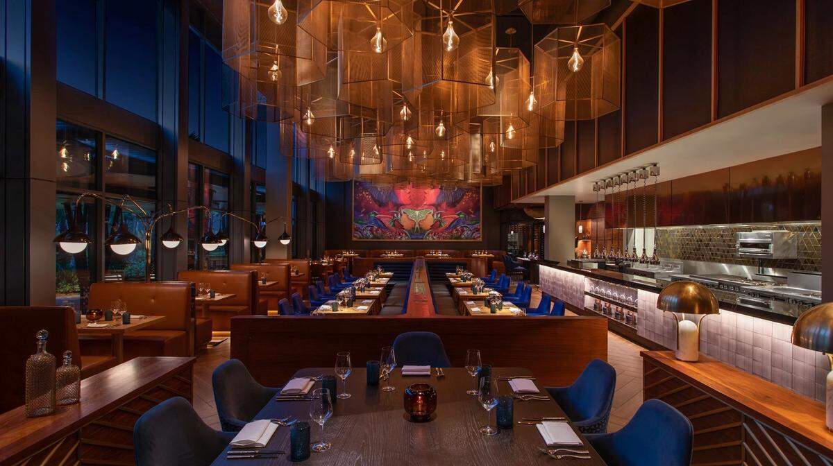 A photo of the main dining room at the Bacán restaurant.