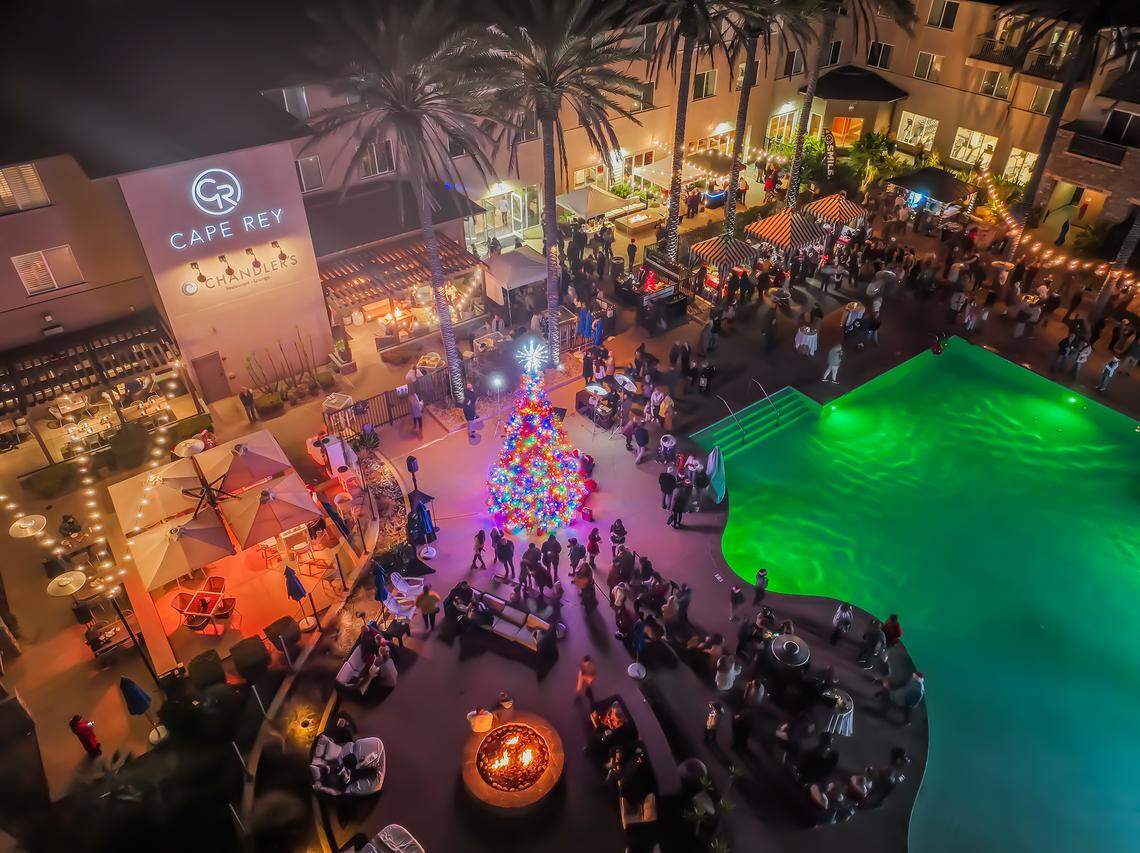 Guests gather for a coastal holiday celebration at Cape Rey Carlsbad.