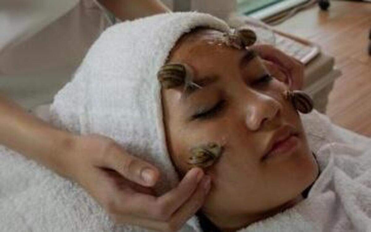 
A customer receives beauty treatment with snails at a snail farm in Chiang Mai province in northern Thailand. 
