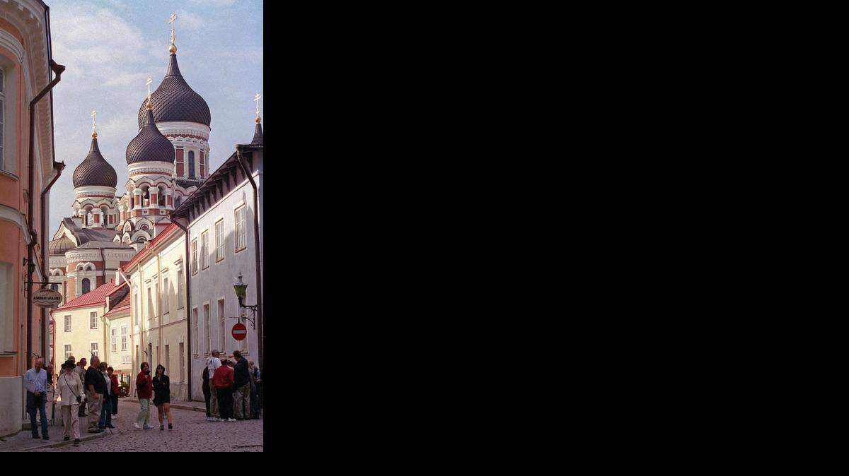
The Alexandr Nevsky cathedral, a 19th-century Russian Orthodox church, rises above older buildings in the Upper Town district of Tallinn, Estonia. 
