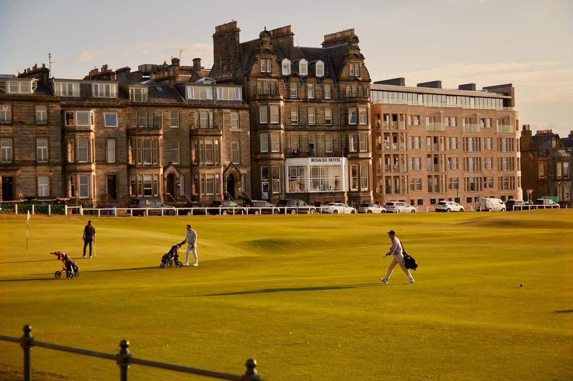Rusacks St. Andrews sits directly along the fairways of the iconic Old Course, steps from one of golf’s most hallowed grounds.