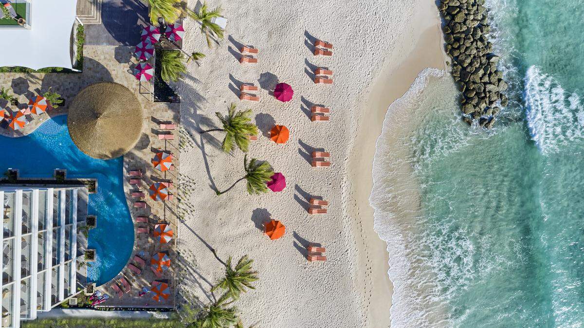 Aerial view of O2 Beach Club & Spa in Barbados, where rooftop pools, oceanfront views and an award-winning spa make it a standout Caribbean escape for 2026.