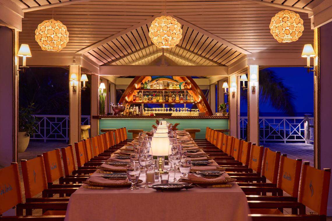 An intimate chef’s table dinner highlights the resort’s elevated approach to local seafood and island flavors.