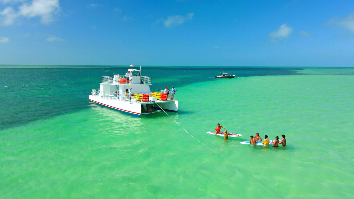 The clear blue water visitors encounter on a kayaking tour of Key West.