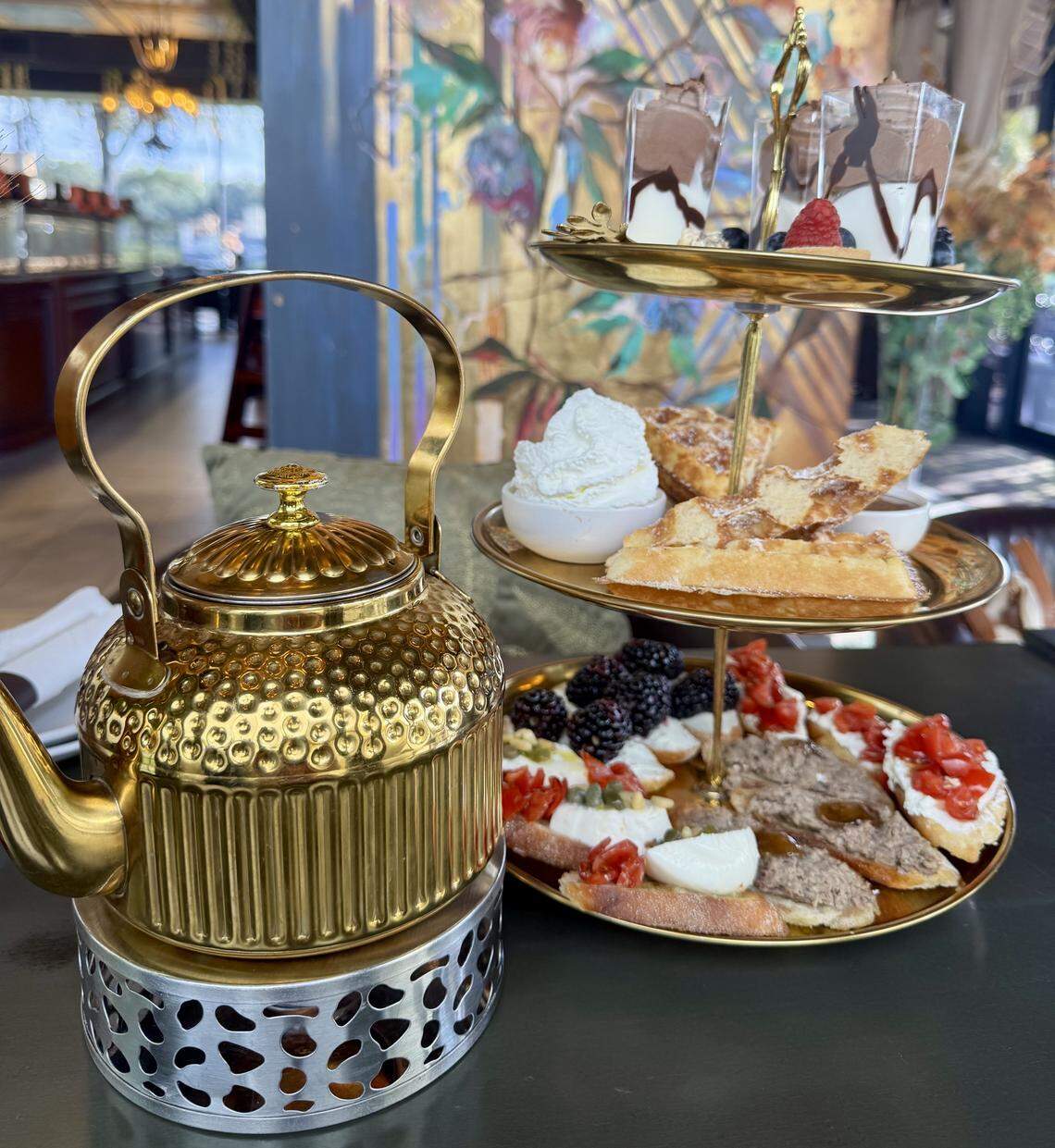 AJ Chocolate House delights with whimsical sweets and its indulgent tea tower.