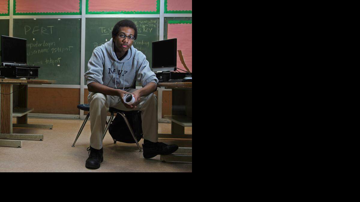 
North Miami Beach Senior High student Nathan Hagood, 18, hopes to attend college to study software engineering but can use some help with college entrance fees and related costs. Hagood is photographed inside the computer lab at North Miami Beach Senior High.
