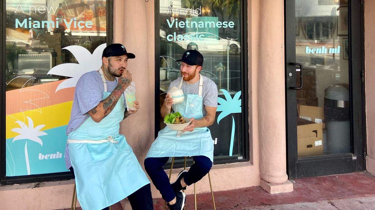 Benjamin Murray, left, and Michael Kaplan partnered to open three Miami-area restaurants, including Miami Beach’s Benh Mi.