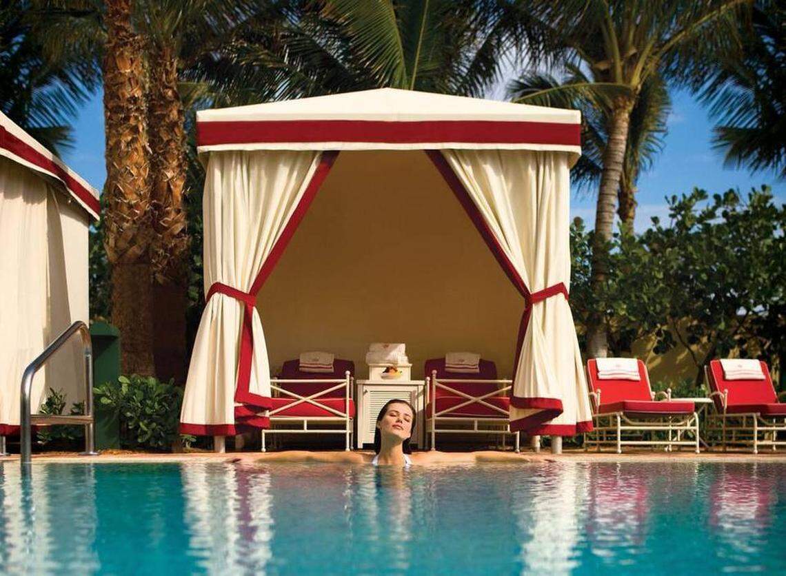 Poolside at the Acqualina Resort &amp; Spa, a Forbes Five Star and AAA Five Diamond hotel in Sunny Isles Beach.