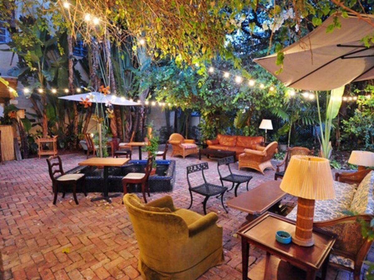 The courtyard at The Broken Shaker at Indian Creek Hotel (2727 Indian Creek, Miami Beach). Photo: Justin Namon