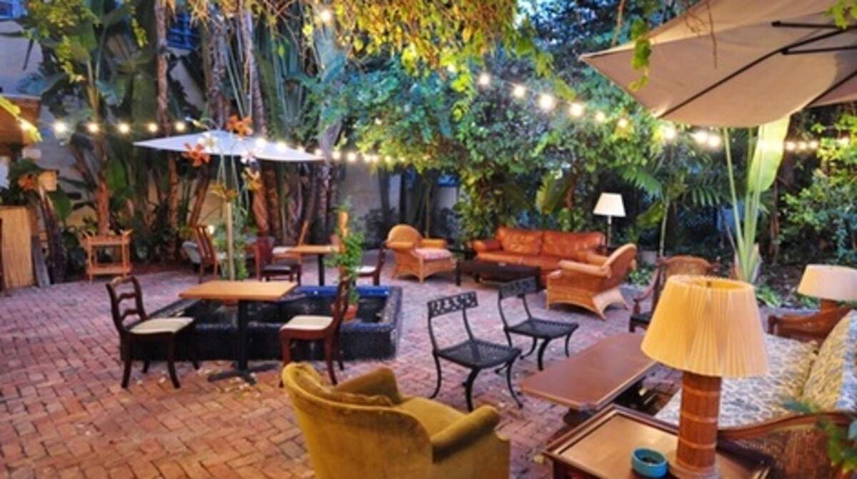 The courtyard at The Broken Shaker at Indian Creek Hotel (2727 Indian Creek, Miami Beach). Photo: Justin Namon