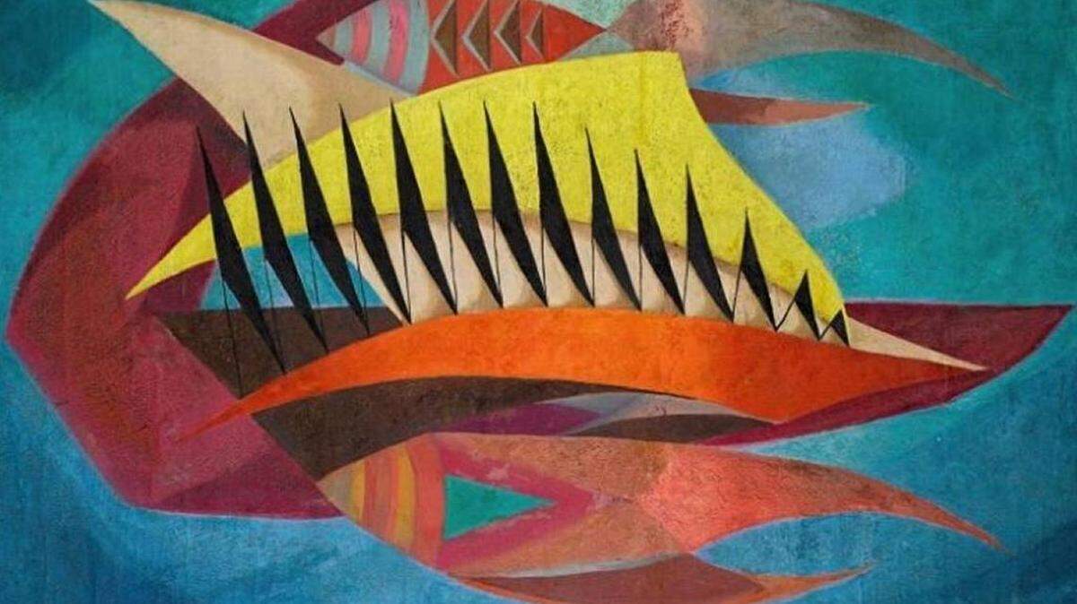 ‘Motivos del mar’ (1953), de Rafael Soriano (1920-2015), óleo sobre lienzo, 36 x 48 pulgadas. Colección privada.