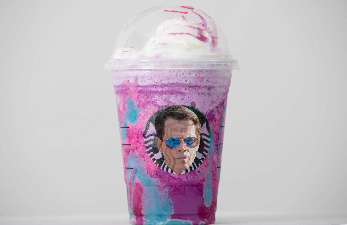 A Starbucks Unicorn Frappuccino drink sits on display, Thursday, April 20, 2017, in Philadelphia. Starbucks' entry into the unicorn food craze was released Wednesday and its popularity was too much for Colorado barista Braden Burson. He posted a video on Twitter complaining that the drink was difficult to make and he's "never been so stressed out" in his life. (AP Photo/Matt Rourke)