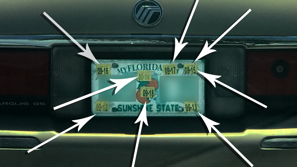 Miami drivers, please, learn where the registration stickers go on your license plates