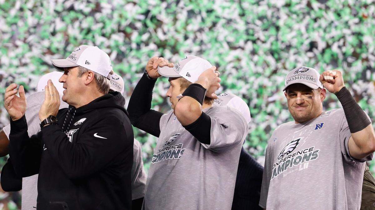 Eagles Coach Doug Pederson and QBs, Nick Foles and Carson Wentz: Miami is on your side. For now.