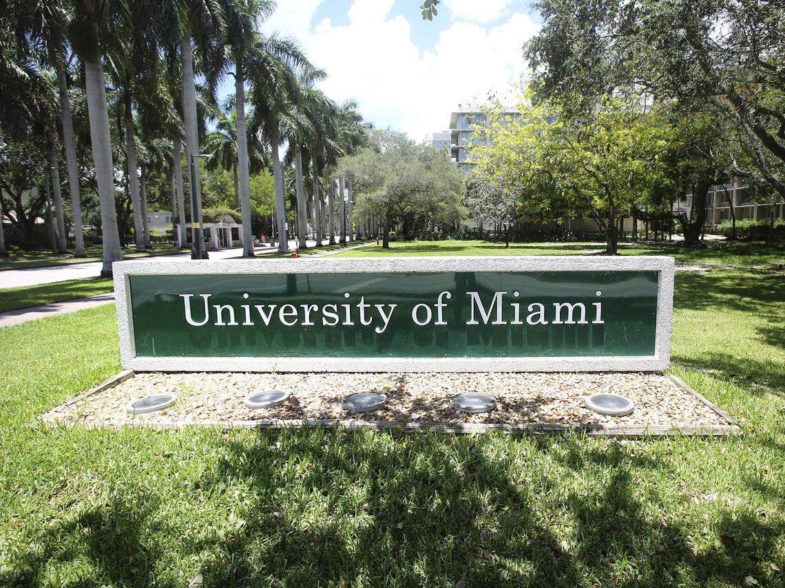 A University of Miami sign in Coral Gables.