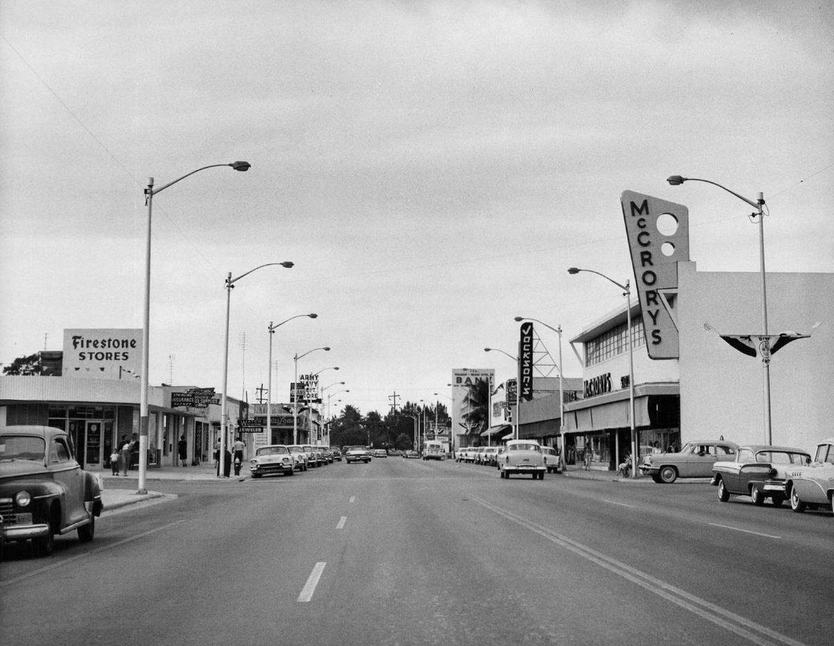 11/12/1957: Bob East/Miami Herald: Hialeah Drive at East Second Avenue looking west.