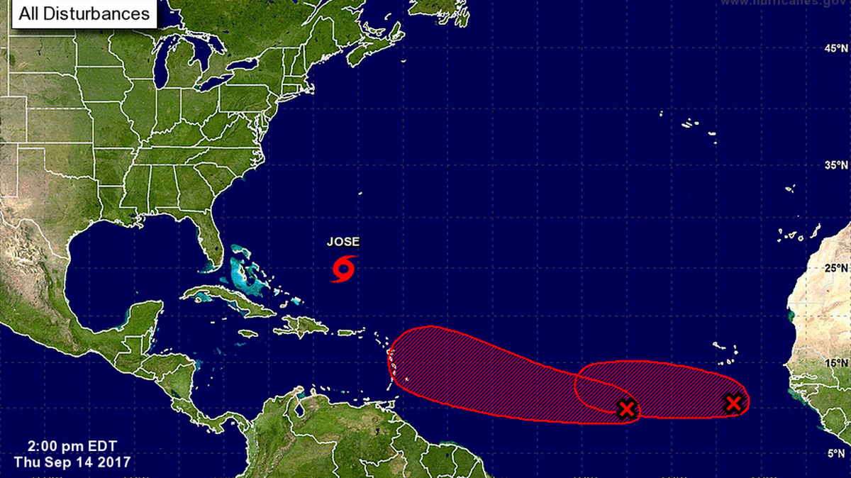 There are two tropical waves developing in the Atlantic Ocean. No. Just no. (National Hurricane Center)